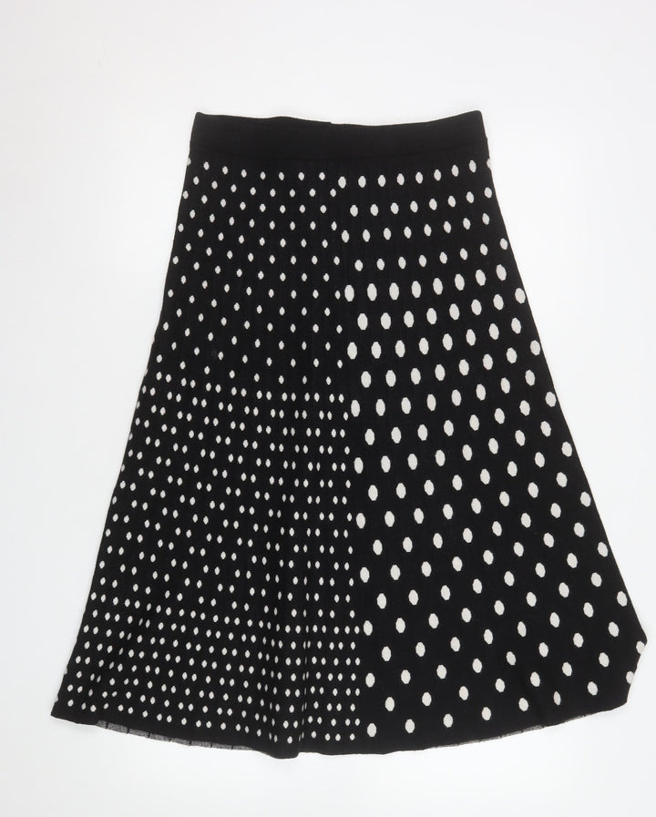 Izabel London Women Black White Polka Dot A-Line Skirt Size 14 XL