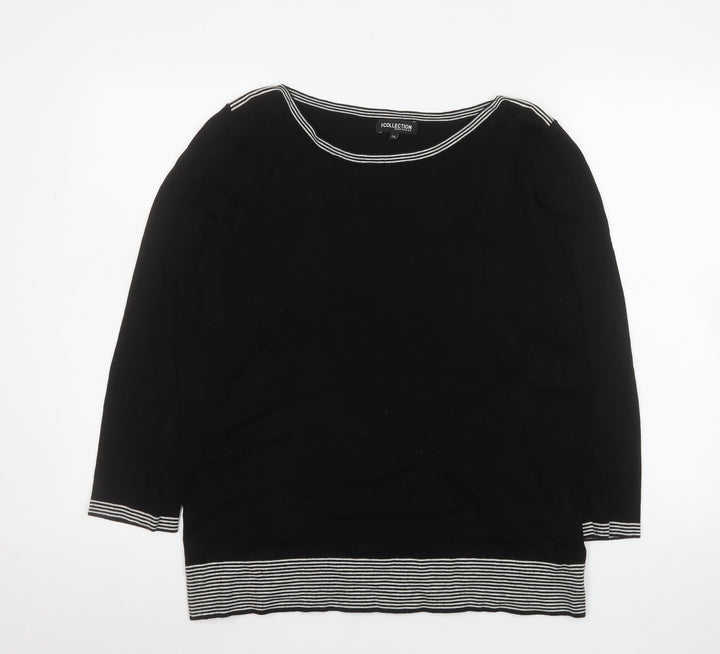 Debenhams Women’s Black 3/4 Sleeve Boat Neck Pullover Jumper Size 16