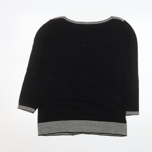 Debenhams Women’s Black 3/4 Sleeve Boat Neck Pullover Jumper Size 16
