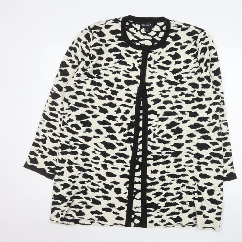 Saloos Women's Black White Animal Print Long Sleeve Cardigan Size 18