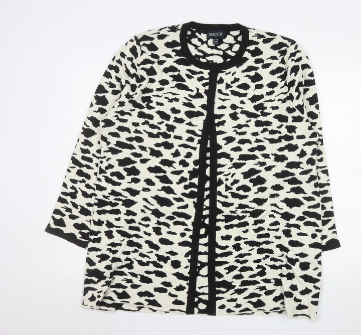 Saloos Women's Black White Animal Print Long Sleeve Cardigan Size 18