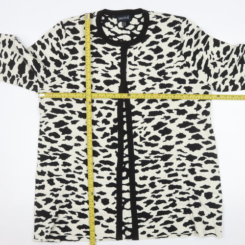 Saloos Women's Black White Animal Print Long Sleeve Cardigan Size 18