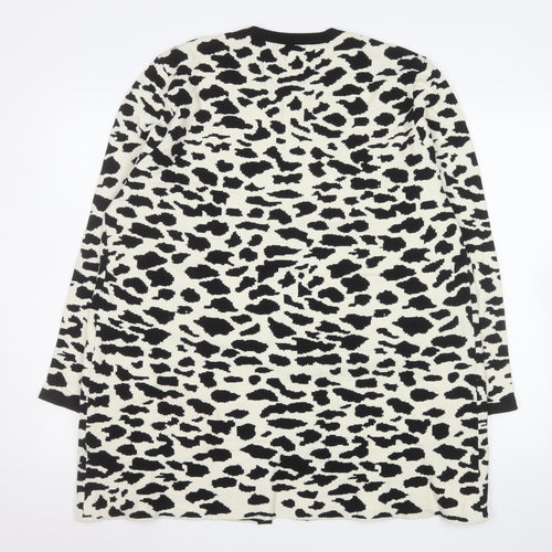 Saloos Women's Black White Animal Print Long Sleeve Cardigan Size 18