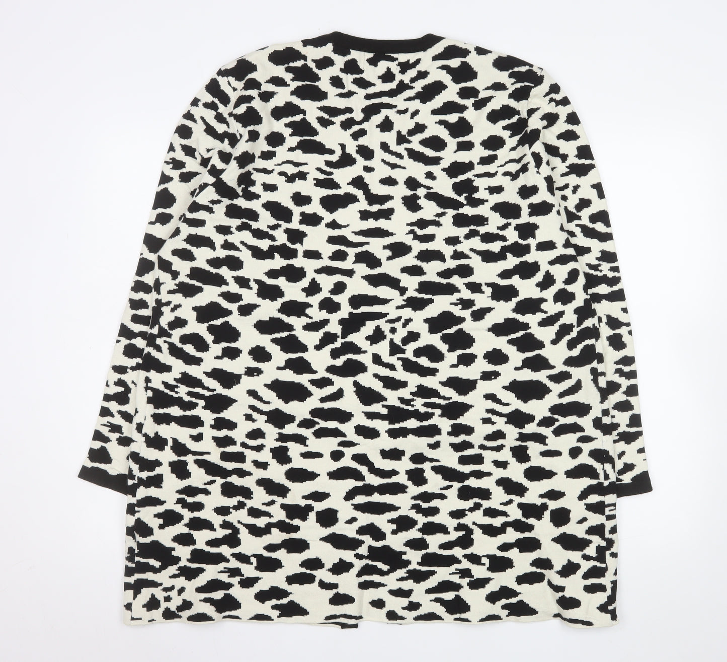 Saloos Women's Black White Animal Print Long Sleeve Cardigan Size 18