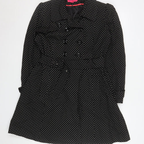 Monsoon Women’s Black Polka Dot Belted Trench Coat Size 10