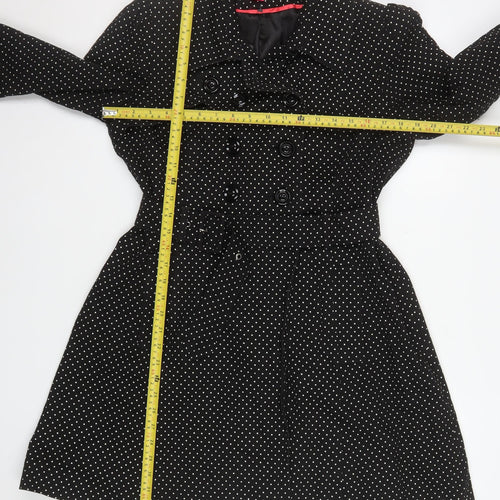 Monsoon Women’s Black Polka Dot Belted Trench Coat Size 10