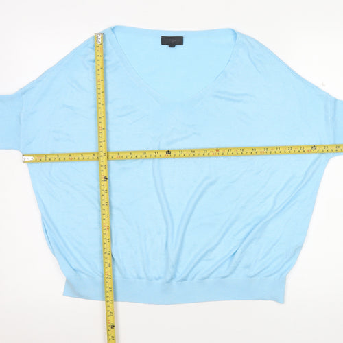 Topshop Women’s Blue V-Neck Relaxed 3/4 Sleeve Pullover Jumper Size 10