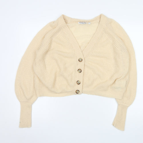Brave Soul Women’s Beige Chunky Knit Button Cardigan M