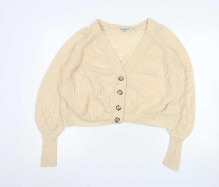 Brave Soul Women’s Beige Chunky Knit Button Cardigan M