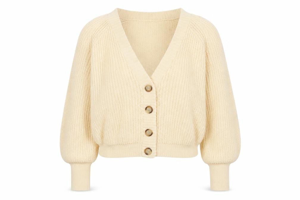 Brave Soul Women’s Beige Chunky Knit Button Cardigan M