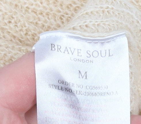 Brave Soul Women’s Beige Chunky Knit Button Cardigan M