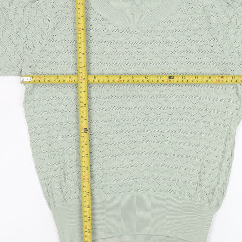 Tu Women’s Green Cotton Knit Puff Sleeve Top Size 8