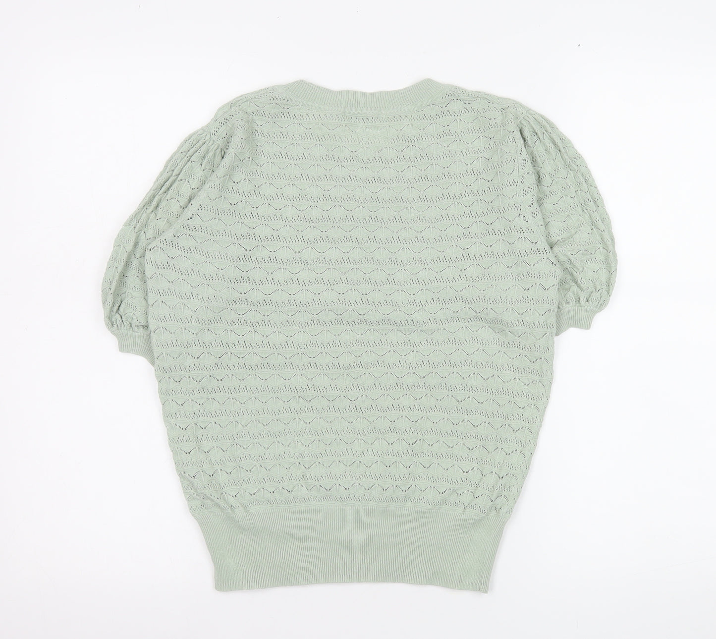 Tu Women’s Green Cotton Knit Puff Sleeve Top Size 8