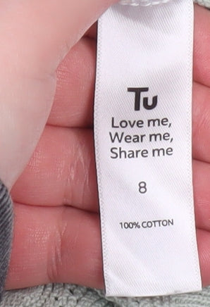 Tu Women’s Green Cotton Knit Puff Sleeve Top Size 8