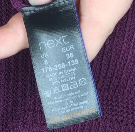 Next Women Purple Knit Fit & Flare Dress Size 8 Long Sleeve