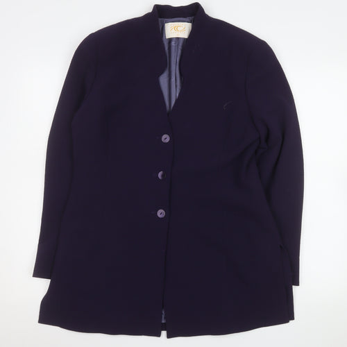Country Casuals Women Purple Wool Blend Mid-Length Blazer Size 12