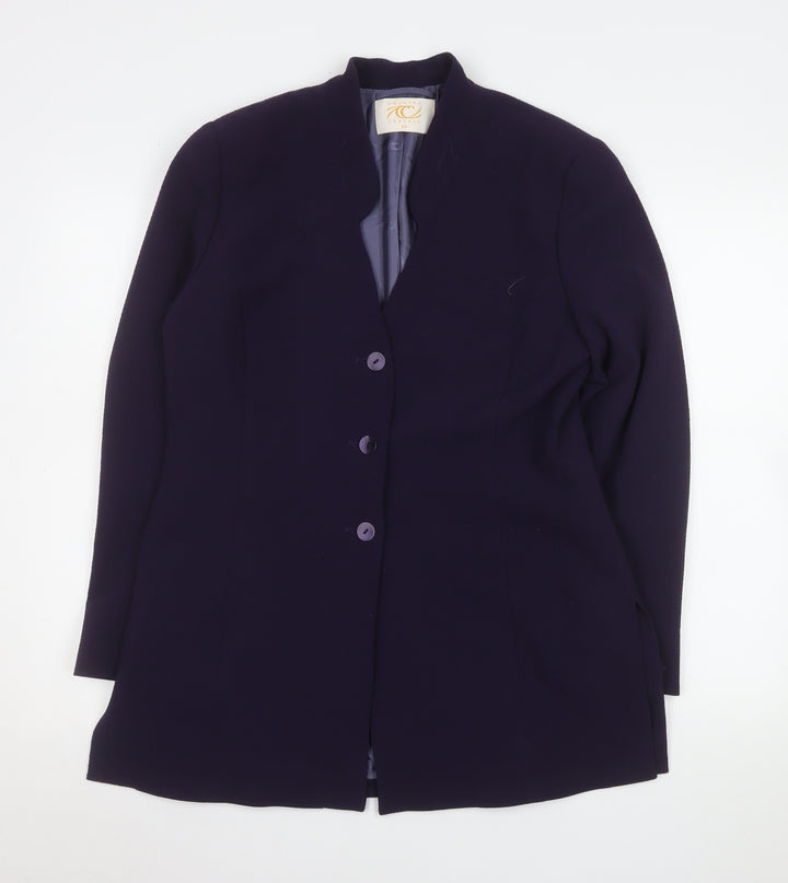 Country Casuals Women Purple Wool Blend Mid-Length Blazer Size 12