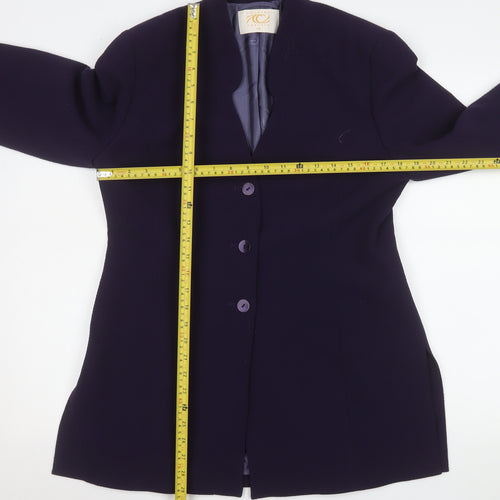 Country Casuals Women Purple Wool Blend Mid-Length Blazer Size 12