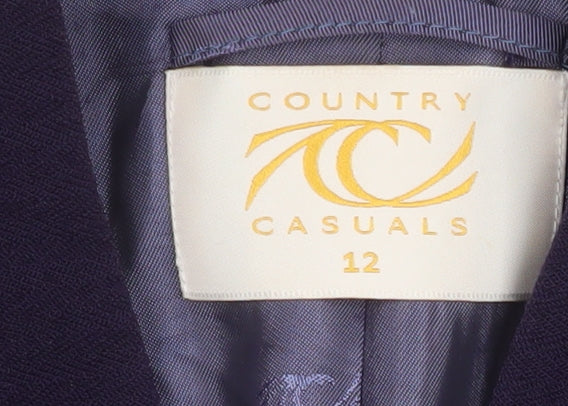 Country Casuals Women Purple Wool Blend Mid-Length Blazer Size 12
