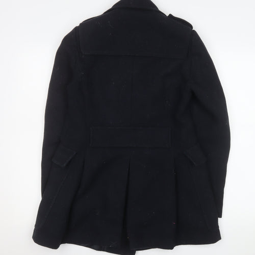 Warehouse Women's Black Wool Pea Coat Size 10 Classic Mid-Length