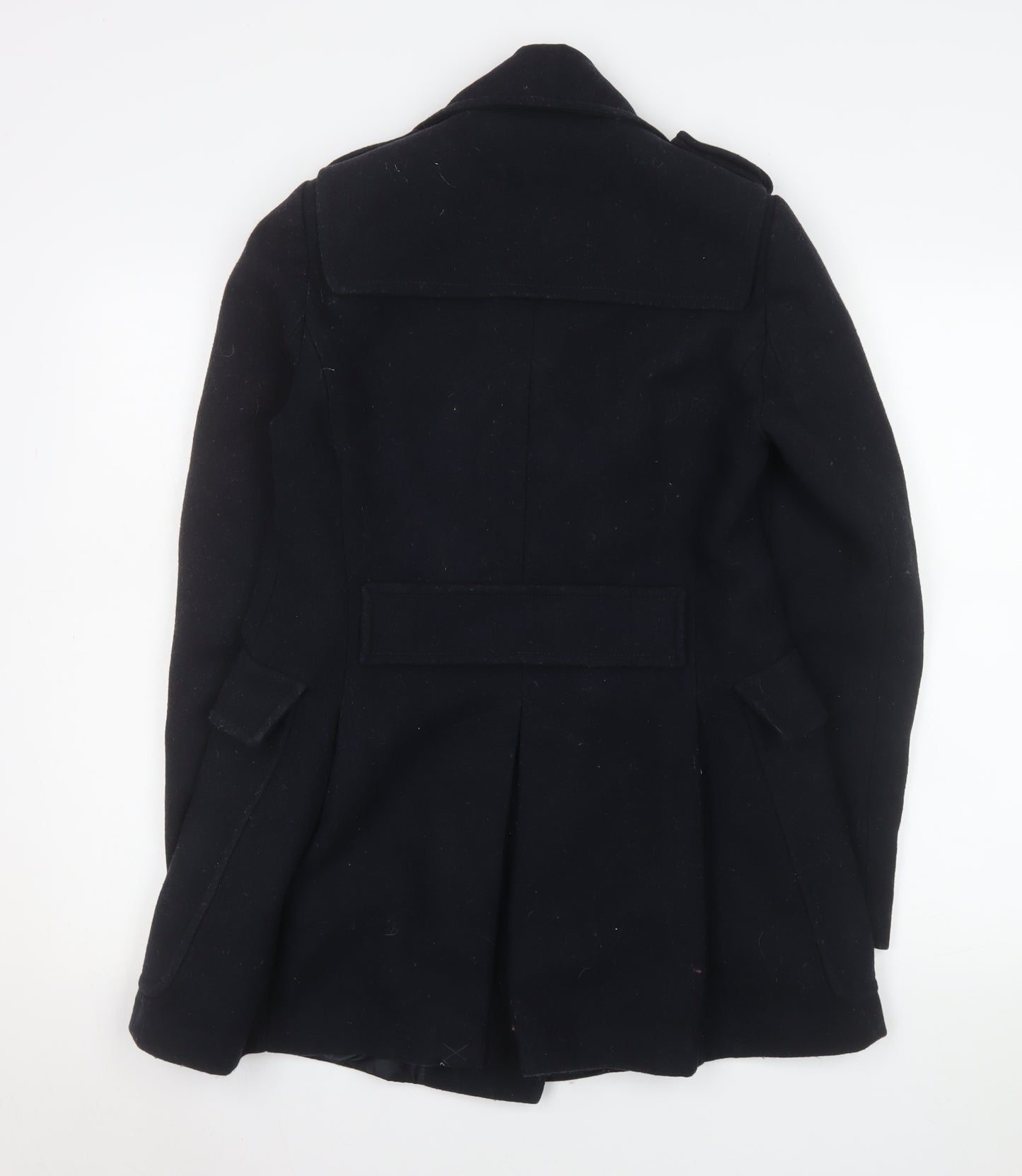 Warehouse Women's Black Wool Pea Coat Size 10 Classic Mid-Length