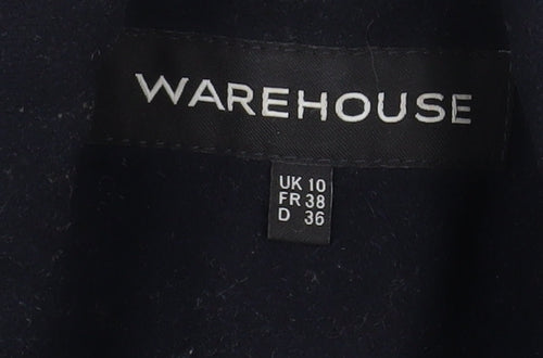 Warehouse Women's Black Wool Pea Coat Size 10 Classic Mid-Length
