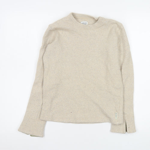 Armani Junior Beige Wool Crew Neck Pullover Jumper L Teens