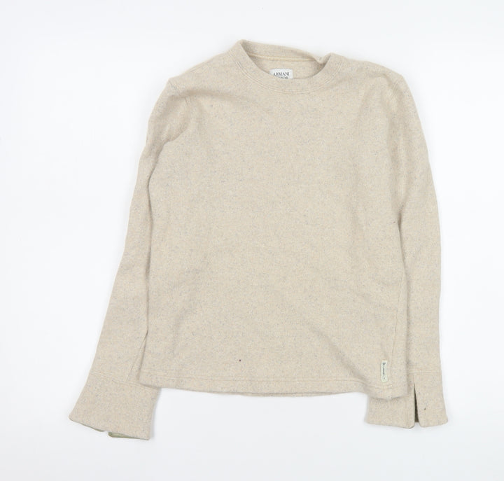 Armani Junior Beige Wool Crew Neck Pullover Jumper L Teens