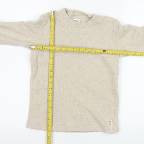 Armani Junior Beige Wool Crew Neck Pullover Jumper L Teens