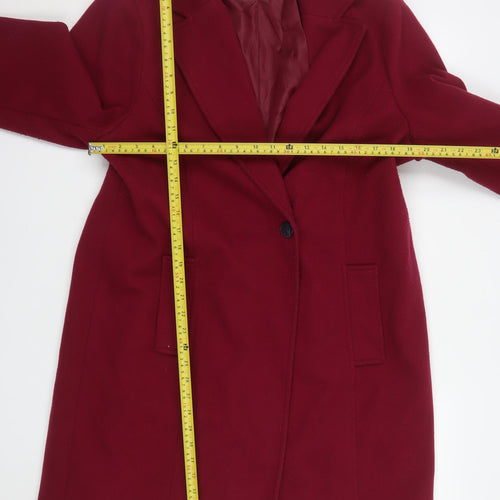 George Women Red Long Overcoat Coat Size 18 Polyester Lined Single-Breasted