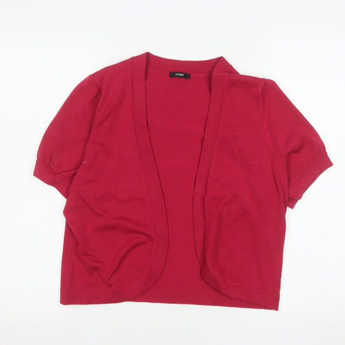 Hobbs Women's Red Silk Blend Short Sleeve Open Cardigan Size 16