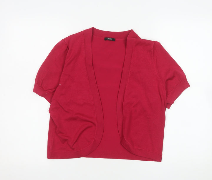 Hobbs Women's Red Silk Blend Short Sleeve Open Cardigan Size 16