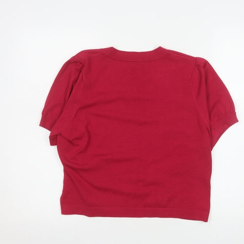 Hobbs Women's Red Silk Blend Short Sleeve Open Cardigan Size 16