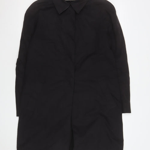 Jaeger Women Black Mid-Length Coat UK 12 Cotton Blend Classic Style