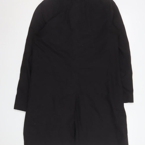 Jaeger Women Black Mid-Length Coat UK 12 Cotton Blend Classic Style