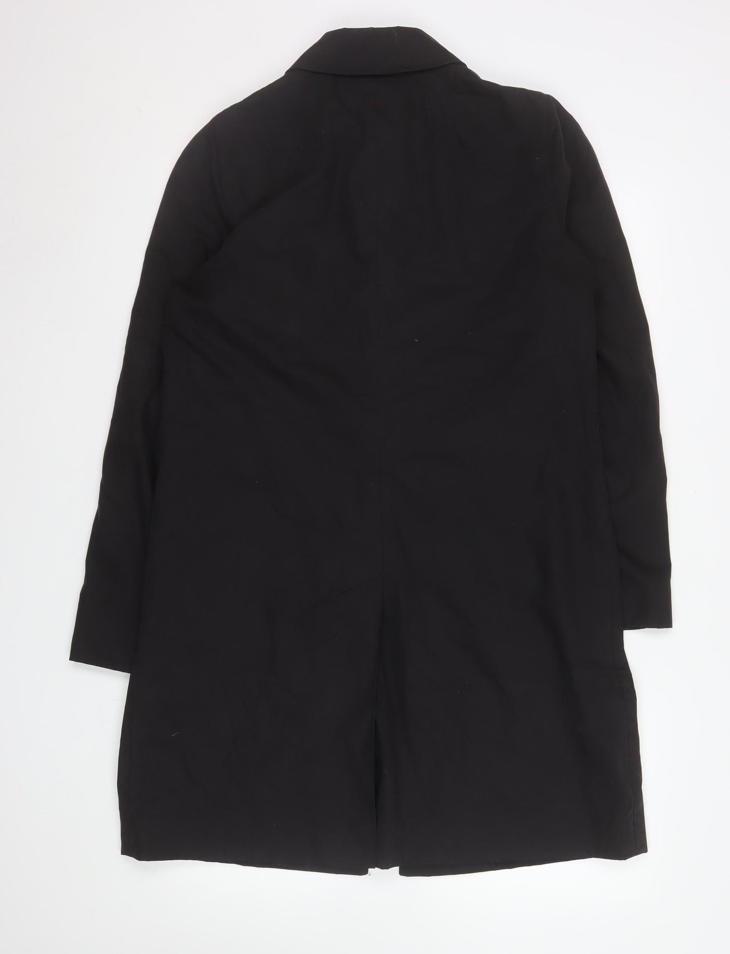 Jaeger Women Black Mid-Length Coat UK 12 Cotton Blend Classic Style