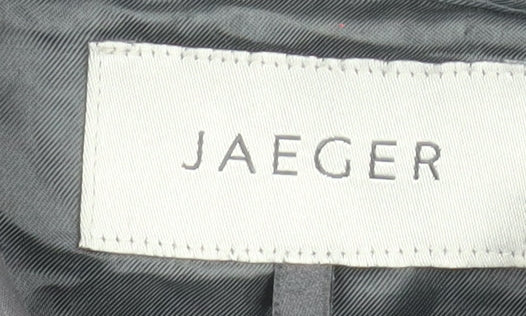 Jaeger Women Black Mid-Length Coat UK 12 Cotton Blend Classic Style