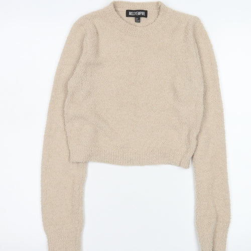 Missy Empire Womens Beige Pullover Sweater UK 10 Long Sleeve Soft Knit