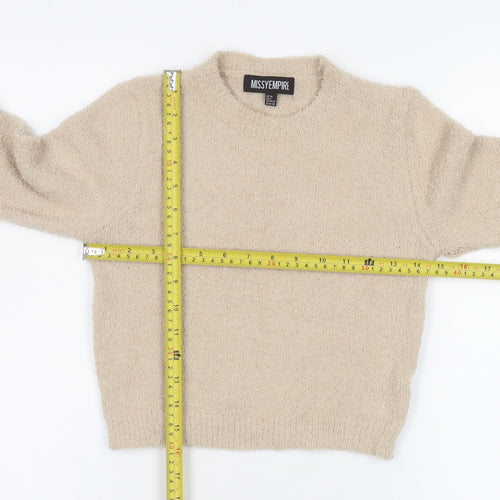 Missy Empire Womens Beige Pullover Sweater UK 10 Long Sleeve Soft Knit