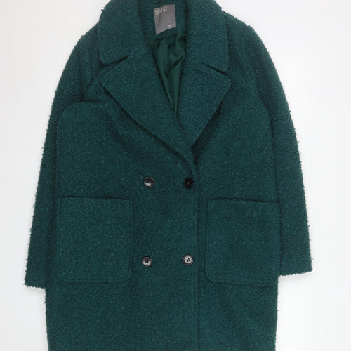 Papaya Women’s Green Bouclé Mid-Length Overcoat Size 12