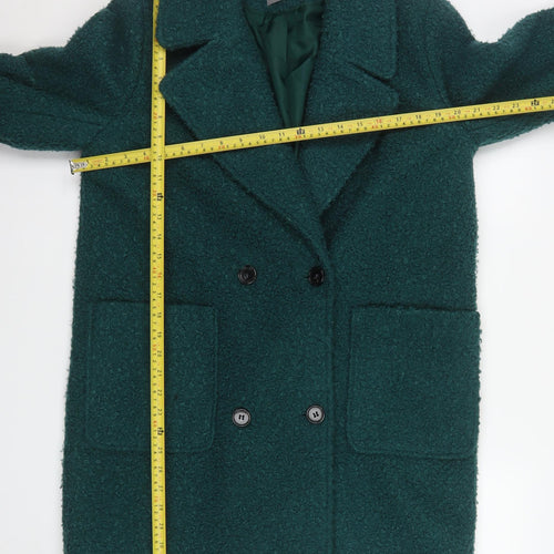 Papaya Women’s Green Bouclé Mid-Length Overcoat Size 12
