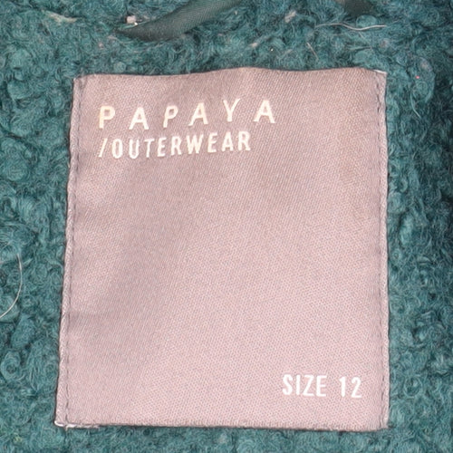 Papaya Women’s Green Bouclé Mid-Length Overcoat Size 12