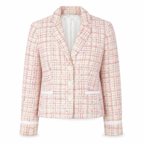 Etam Women Beige Pink Tweed Blazer Jacket UK 14 Bouclé Lined
