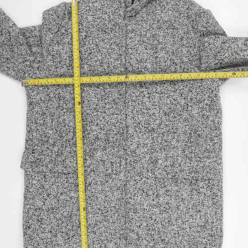 New Look Women’s Grey Hooded Mid-Length Zip Coat Size 16