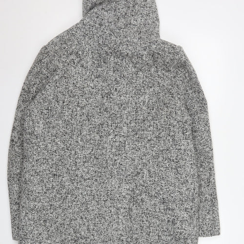 New Look Women’s Grey Hooded Mid-Length Zip Coat Size 16
