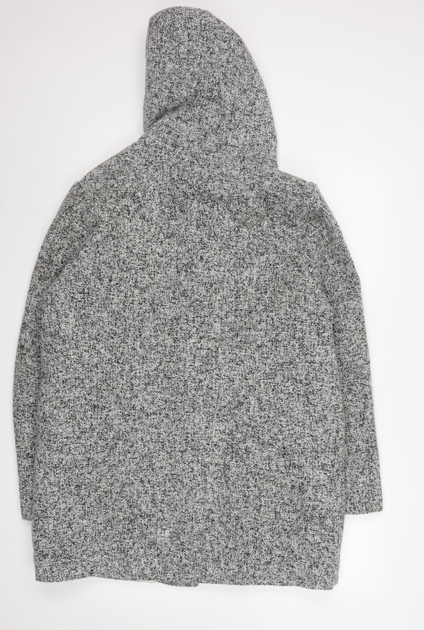New Look Women’s Grey Hooded Mid-Length Zip Coat Size 16