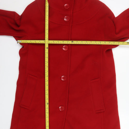 Talbots Women Red Wool Blend Mid-Length Button Overcoat Size 10