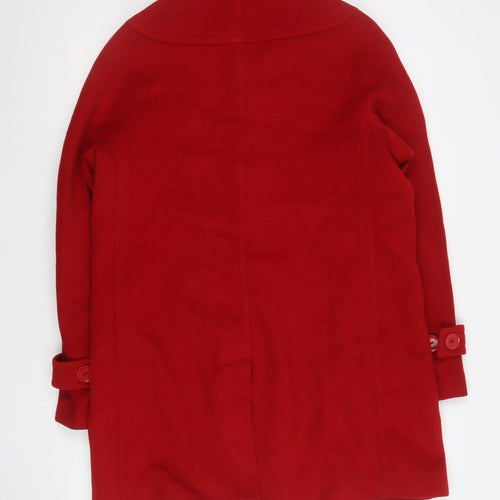 Talbots Women Red Wool Blend Mid-Length Button Overcoat Size 10