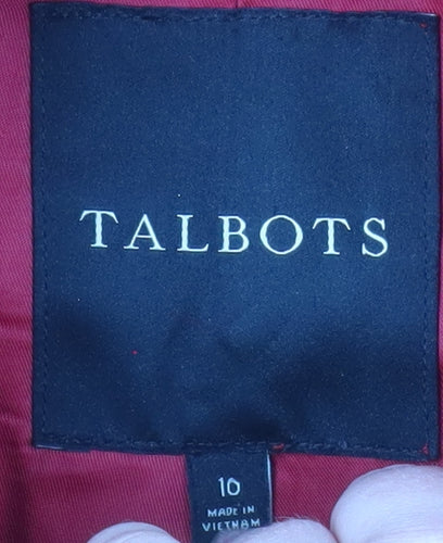 Talbots Women Red Wool Blend Mid-Length Button Overcoat Size 10