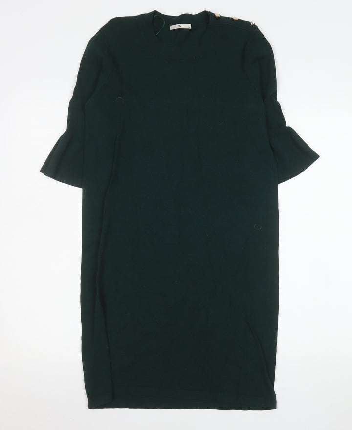 Tu Women Green Size 10 Shift Knit Knee Length Dress